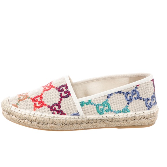 Gorgeous & Authentic GUCCI Logo Printed Canvas Espadrilles Size 38 (Will trade!) - Picture 4 of 16